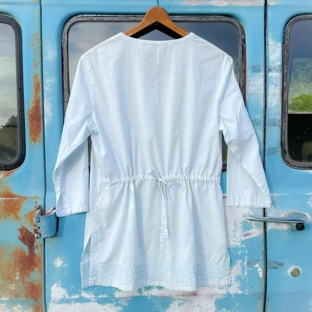 90s J.Jill light blue 100% cotton tunic top women's size small